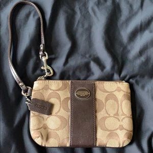 Coach Top Zip Signature Wristlet